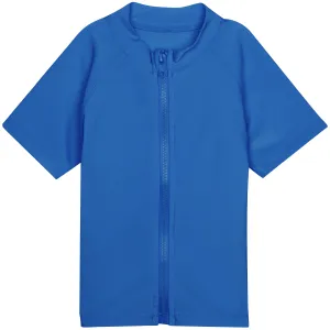 Kids Short Sleeve Zipper Rash Guard Swim Shirt | “Blue”