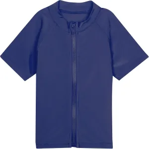 Kids Short Sleeve Zipper Rash Guard Swim Shirt | “Navy”