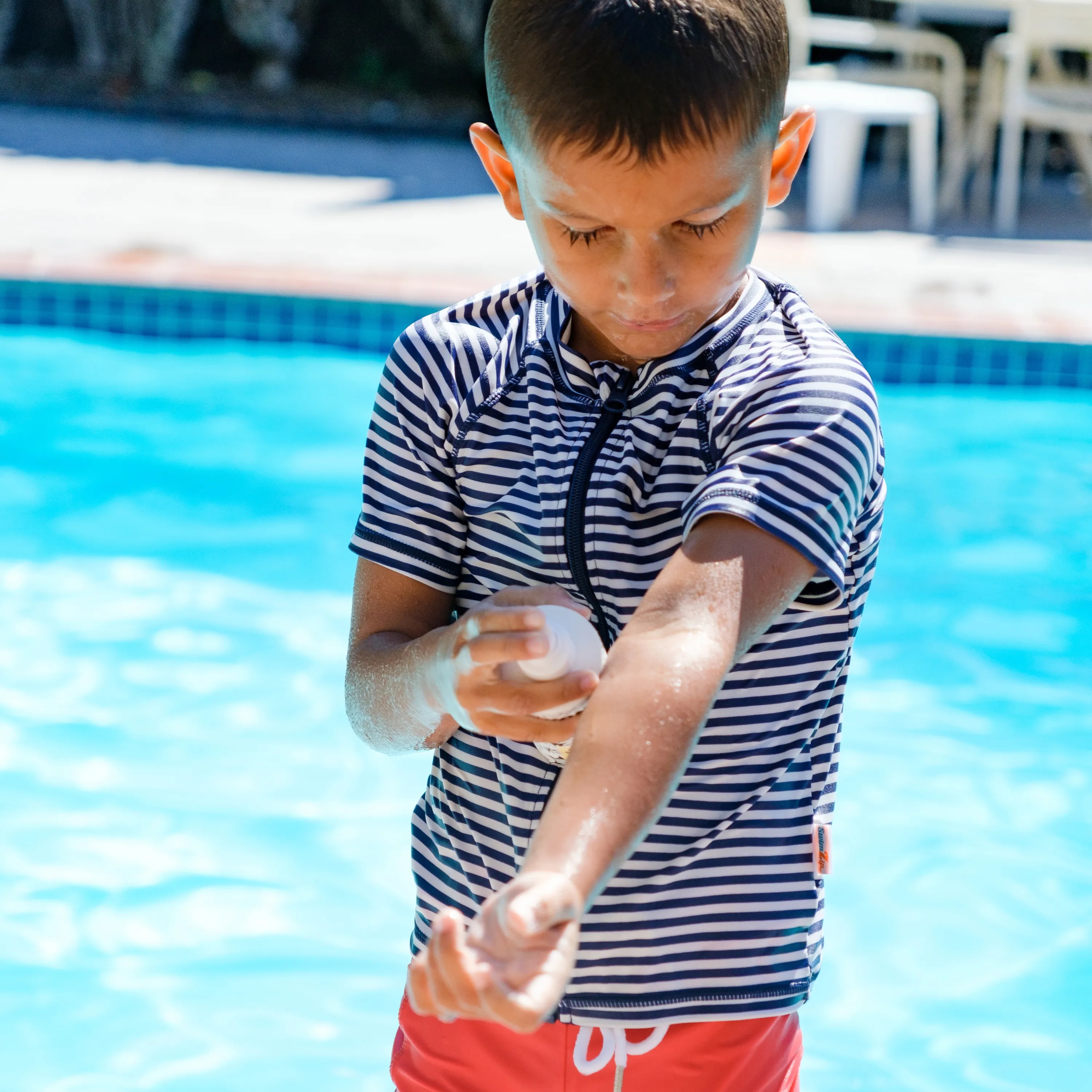 Kids Short Sleeve Zipper Rash Guard Swim Shirt | “Stunner”