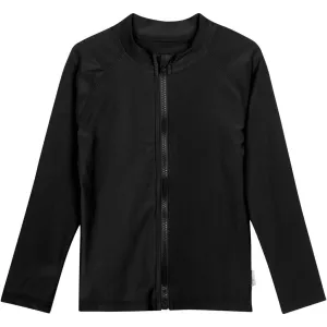 Kids UPF 50  Long Sleeve Zipper Rash Guard Swim Shirt | "Black"