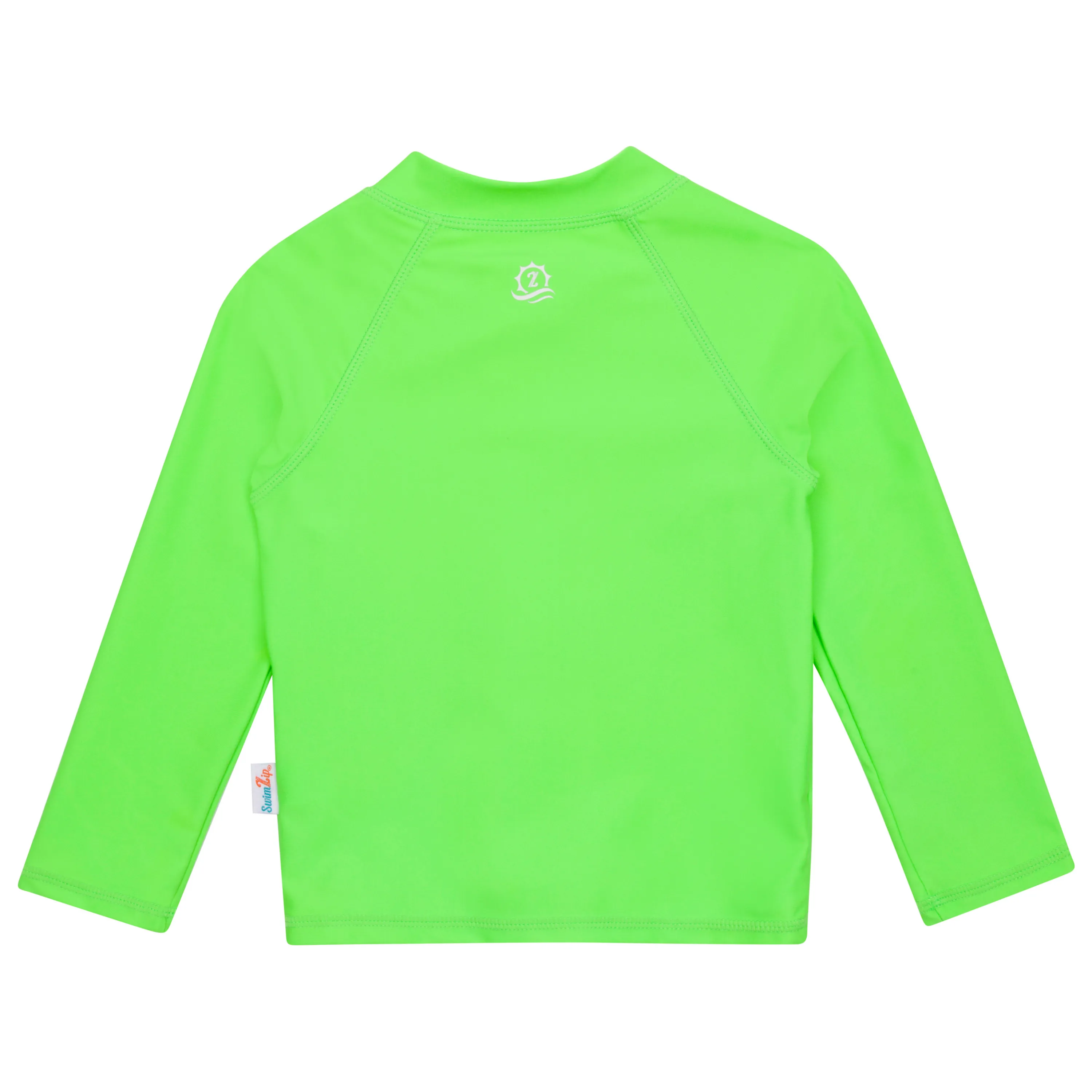 Kids UPF 50  Long Sleeve Zipper Rash Guard Swim Shirt | "Neon Green"