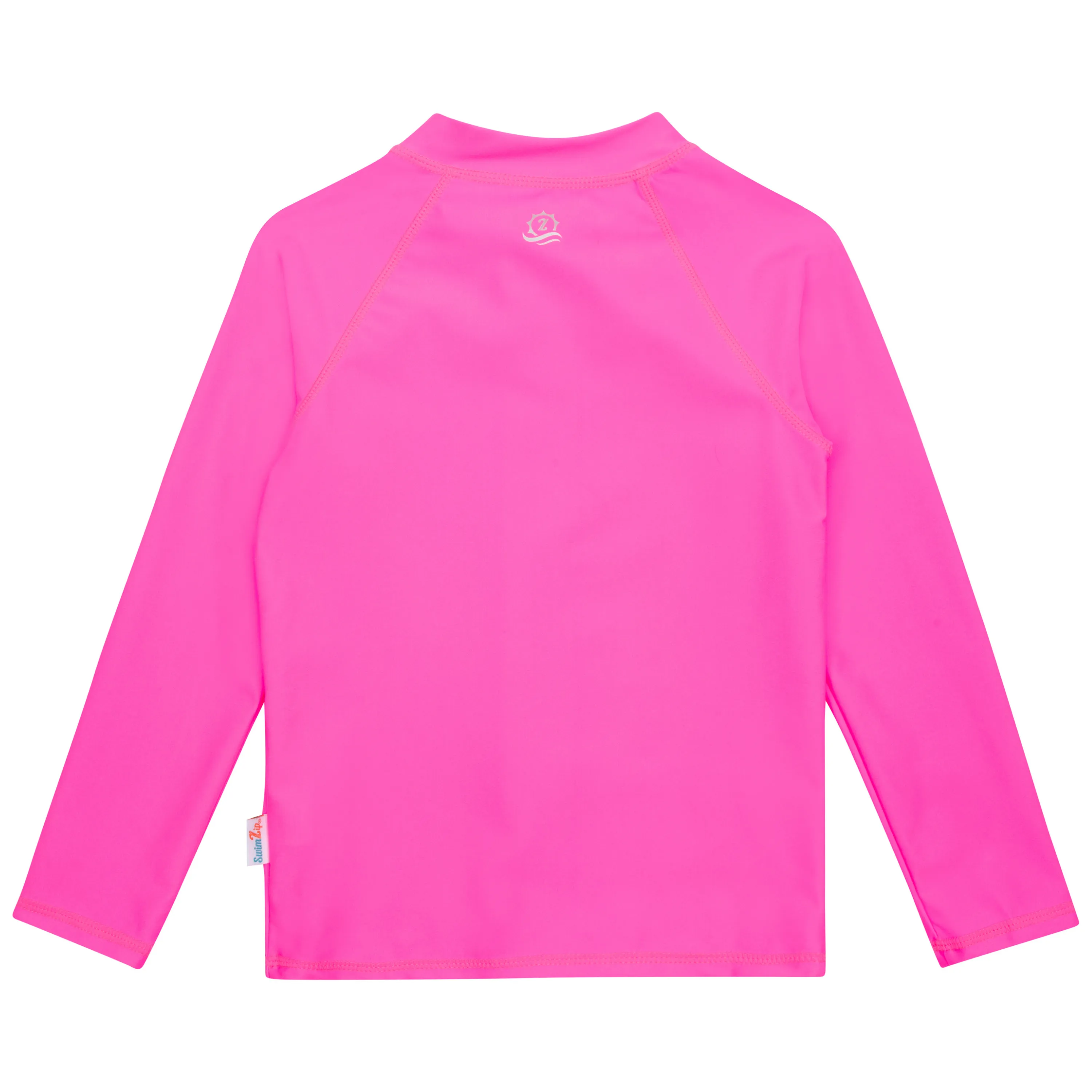 Kids UPF 50  Long Sleeve Zipper Rash Guard Swim Shirt | "Neon Pink"