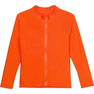 Kids UPF 50  Long Sleeve Zipper Rash Guard Swim Shirt | "Orange"