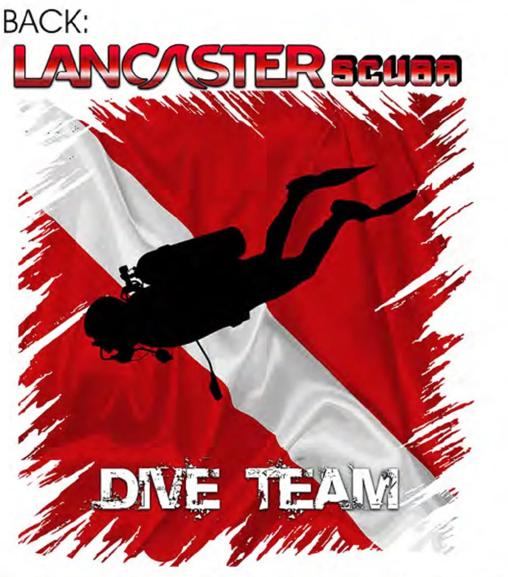 Lancaster Scuba Men's Long Sleeve Performance DriQ Shirt, Slash Diver Dive Flag, Anti-Snag and UPF 50  Sun Protection