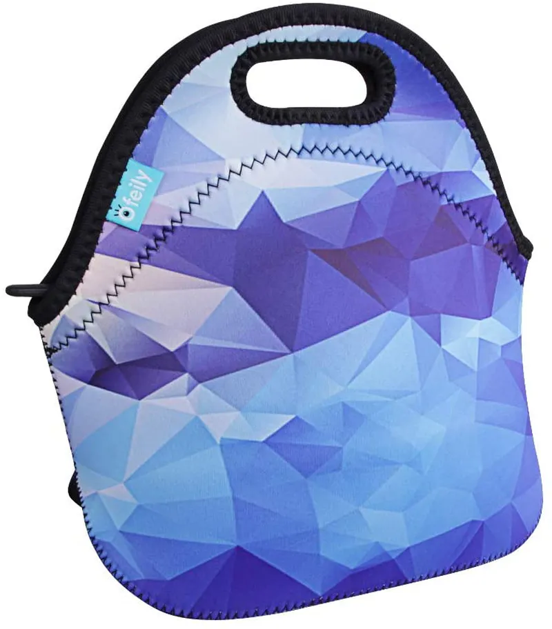 Lunch Tote, OFEILY Lunch boxes Lunch bags with Fine Neoprene Material Waterproof Picnic Lunch Bag Mom Bag (Blue Diamond)