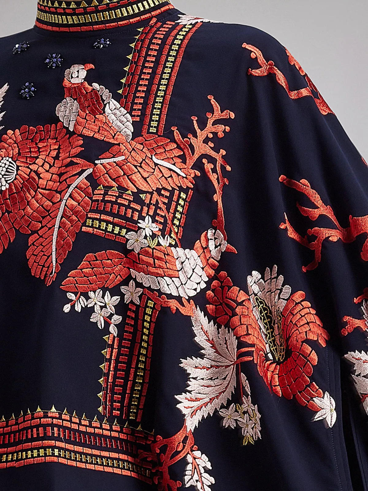 Magpie Embroidered Chinese-Inspired Cape Blouses