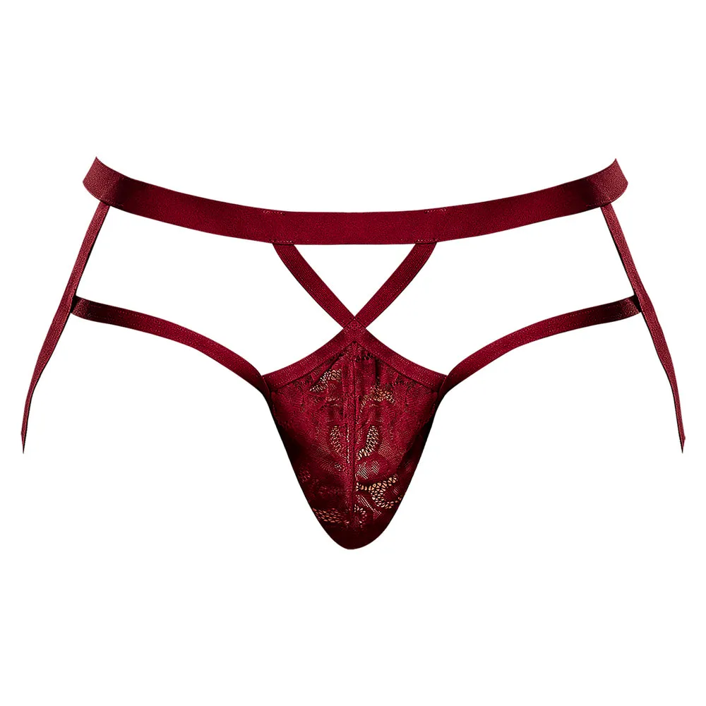 Male Power Lucifer Strappy Jock Burgundy L/XL