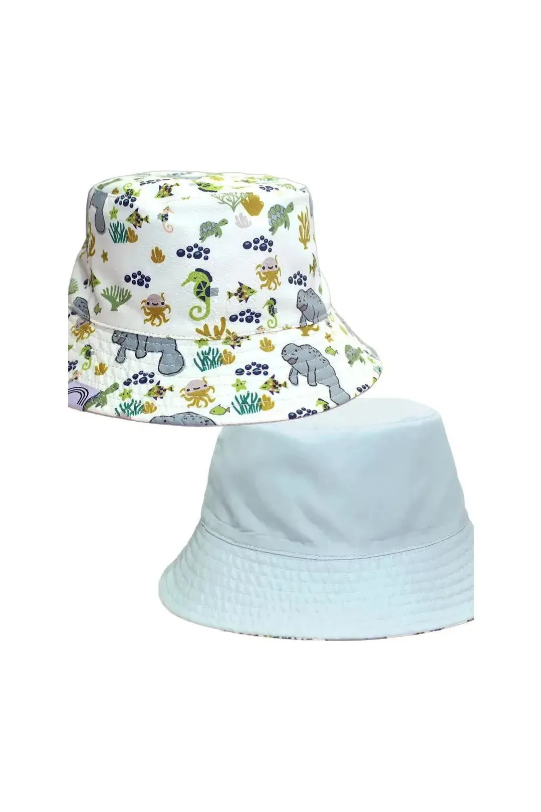 Manatee & Blue Surf Reversible Bucket Hat