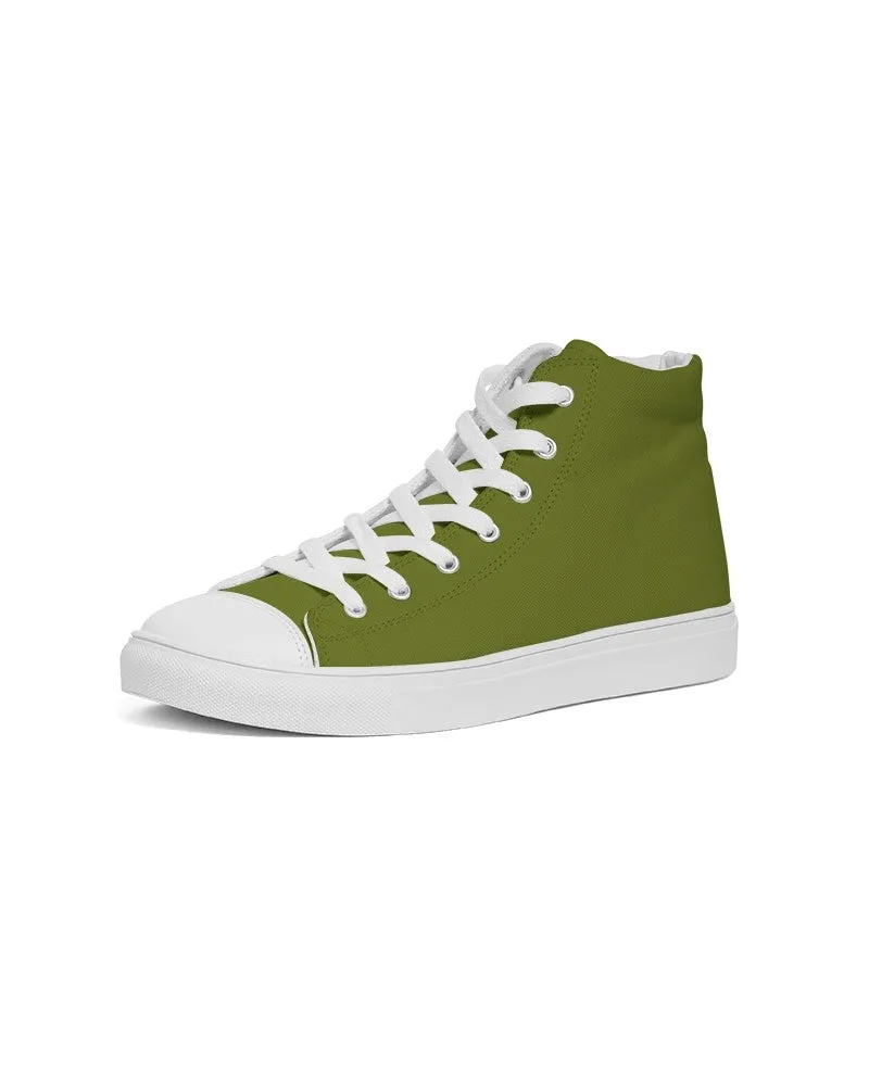 Medium Dark Yellow Warm Green Men's High-top Canvas Sneakers | Men's | Medium Dark Pure Yellow Warm Green | C25M0Y100K60