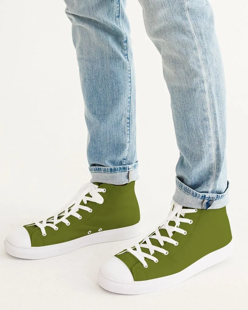 Medium Dark Yellow Warm Green Men's High-top Canvas Sneakers | Men's | Medium Dark Pure Yellow Warm Green | C25M0Y100K60