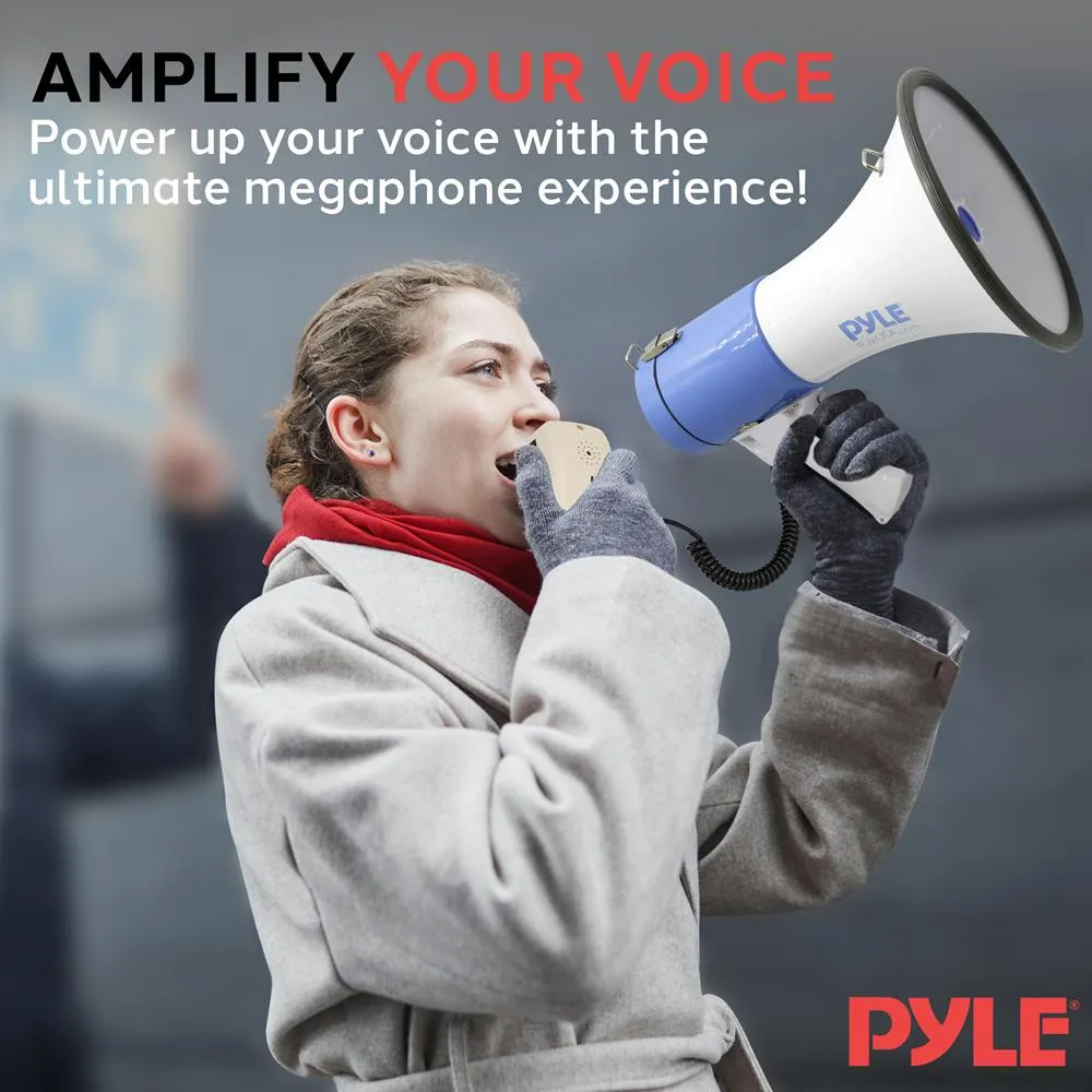 Megaphone Speaker System With Built-In Rechargeable Battery, Handheld Microphone, Aux (3.5Mm) Input, Record & Replay Mode