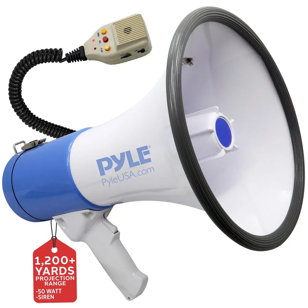 Megaphone Speaker System With Built-In Rechargeable Battery, Handheld Microphone, Aux (3.5Mm) Input, Record & Replay Mode