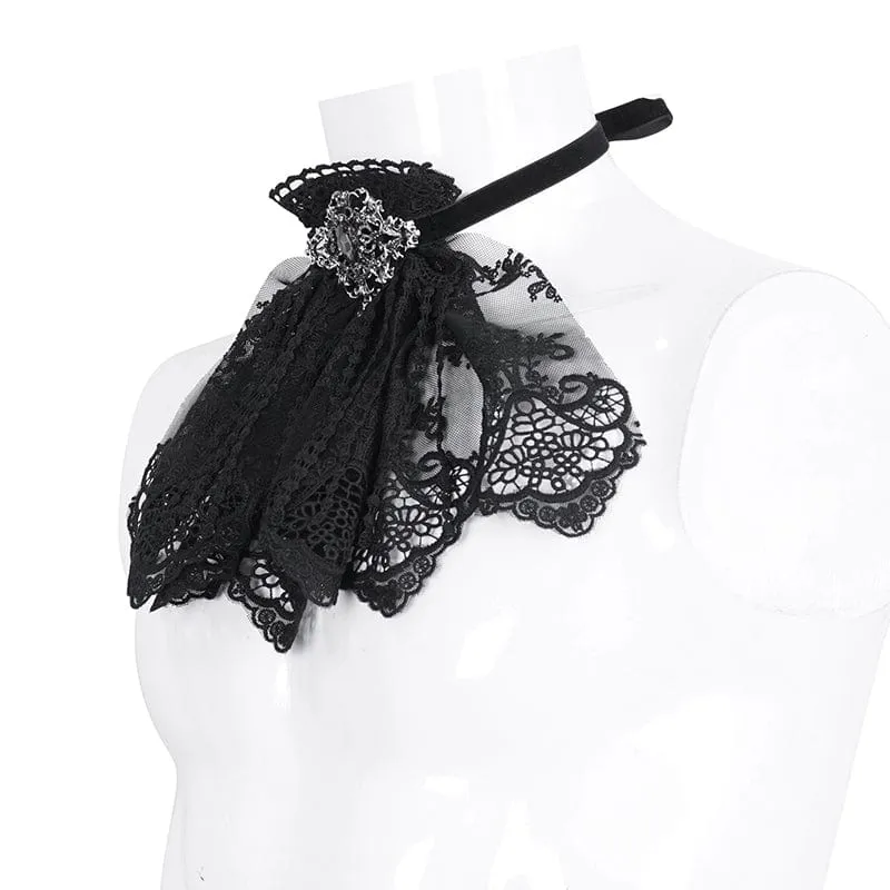 Men's Gothic Floral Embroidered Ruffled Lace Neckwear