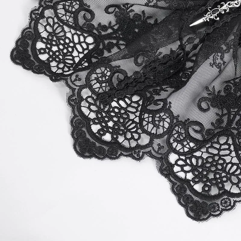 Men's Gothic Floral Embroidered Ruffled Lace Neckwear