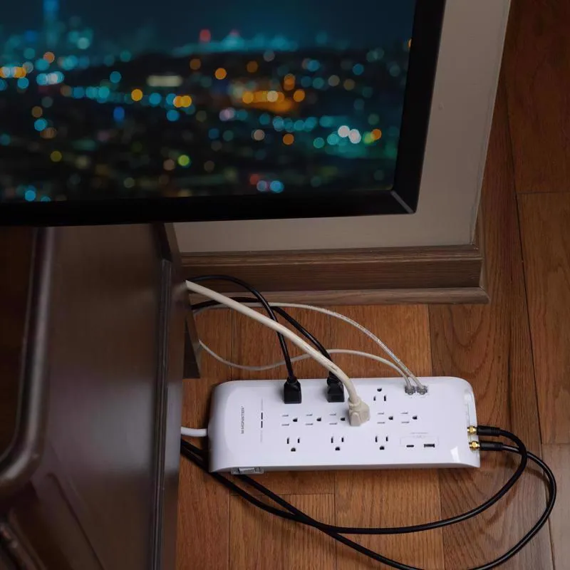 Monster Just Power it Up 6 ft. L 12 outlets Surge Protector w/USB White 4050 J