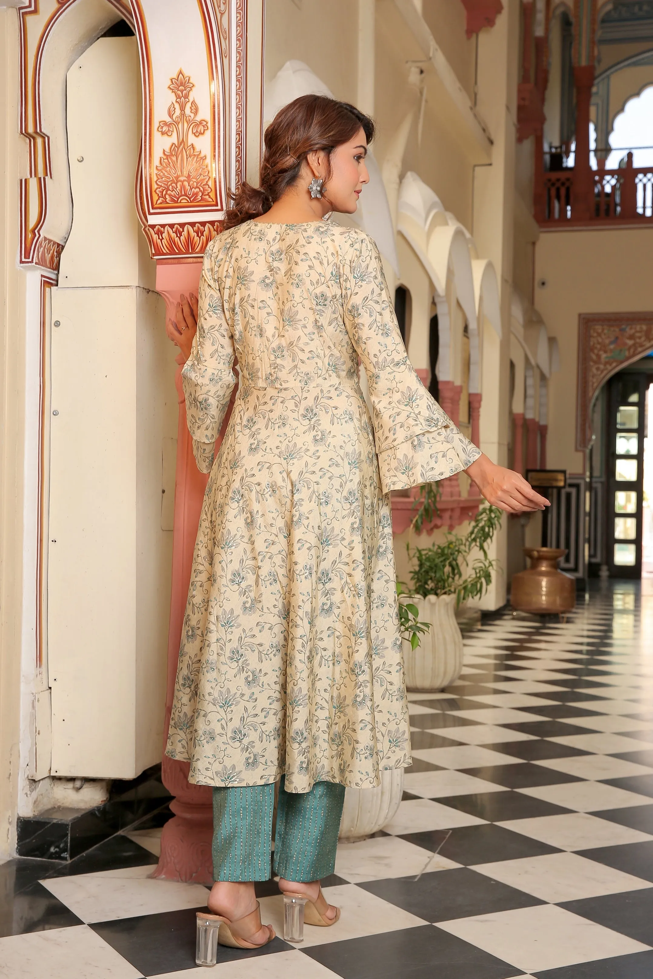 Naaz Flared Sleeves Silk Suit Set