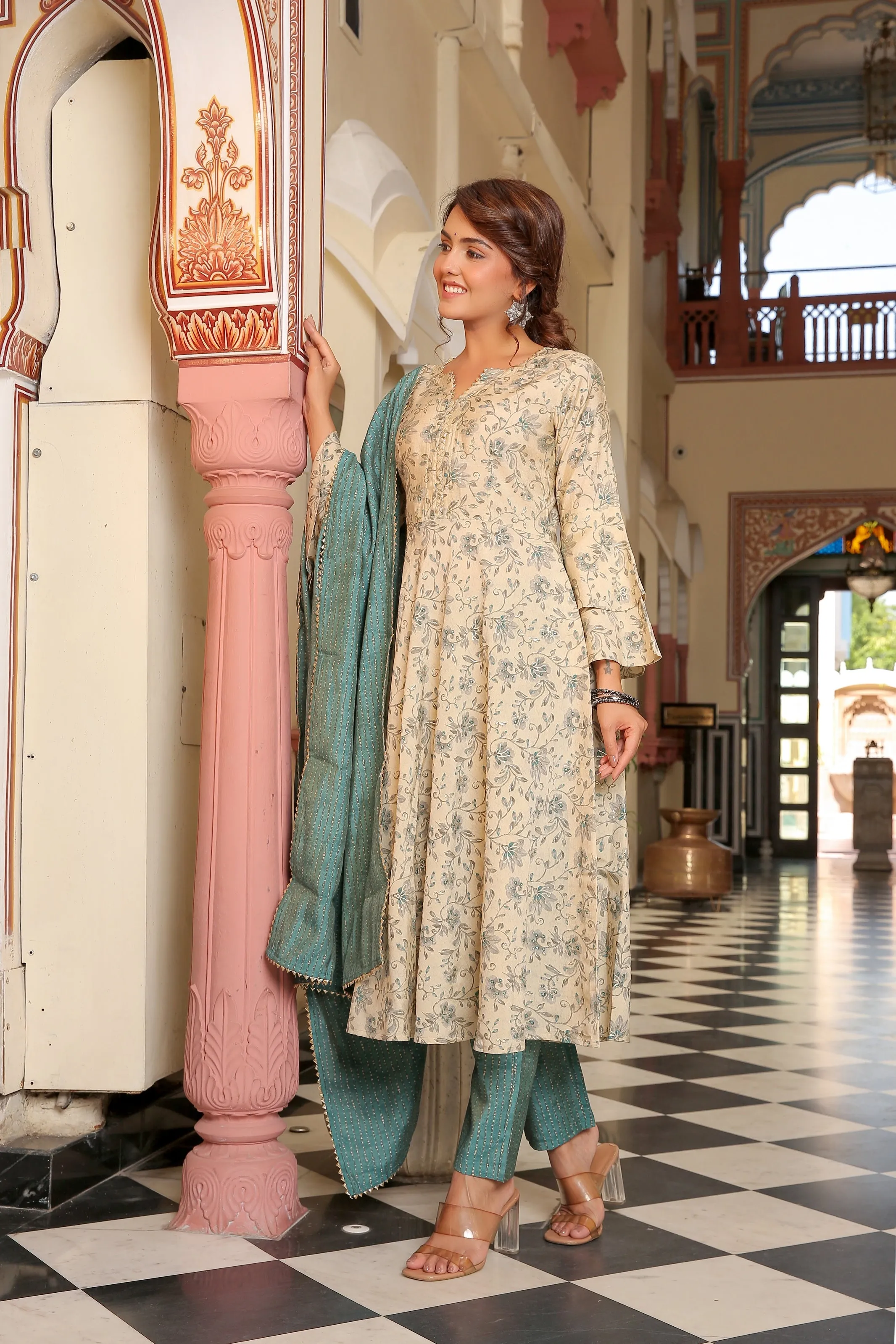 Naaz Flared Sleeves Silk Suit Set