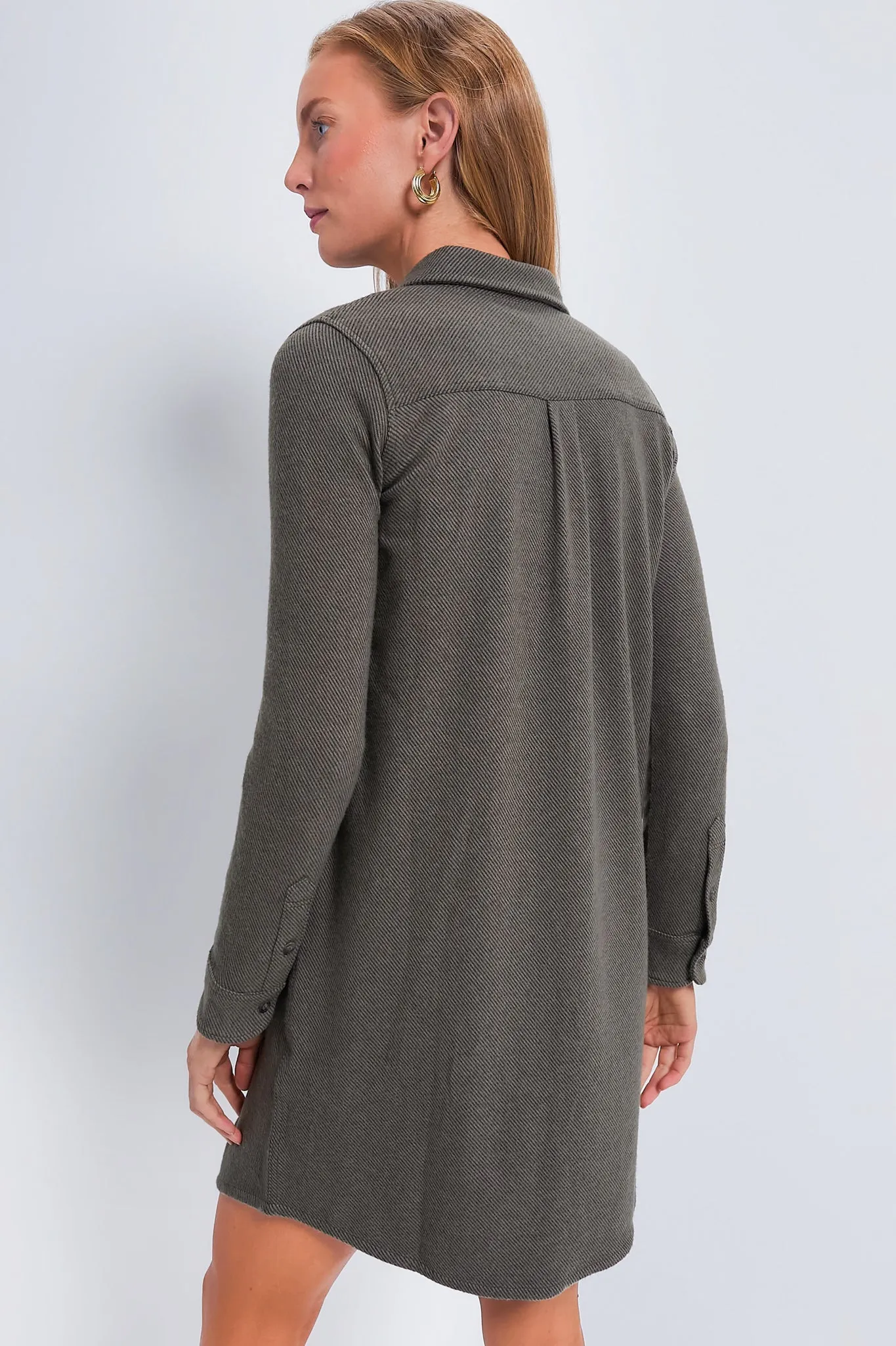 Olive Melange Twill Legend Sweater Dress