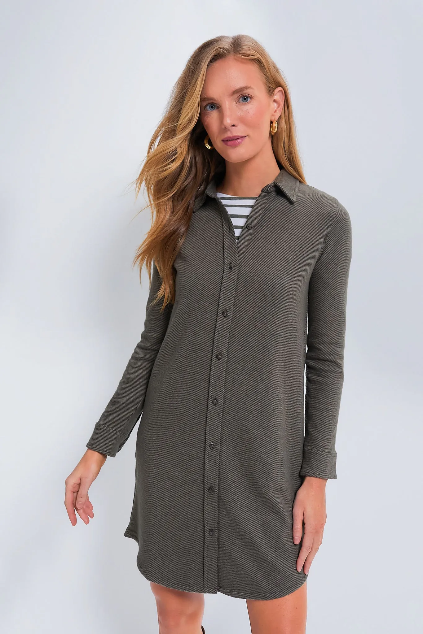 Olive Melange Twill Legend Sweater Dress