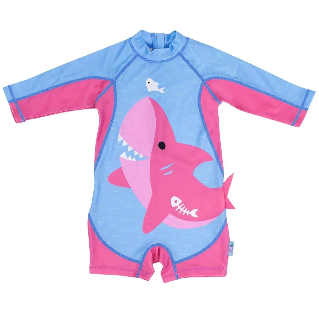 One Piece  Rash Guard Surf Swimsuit - Pink Shark