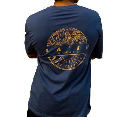 Pacific Creations "Laie Hawaii Surf Badge" Men's T-Shirt, Navy