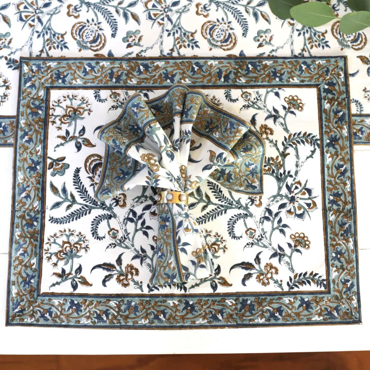 PAR Placemat Lilibet Caramel Indigo