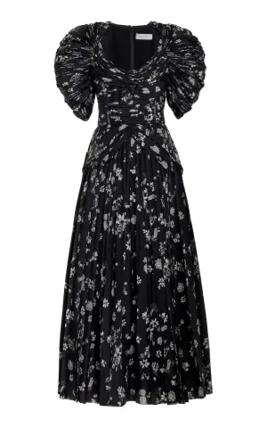 Peggy Dress in Black & White Printed Silk Twill