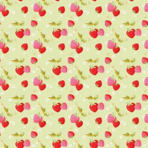 Picnic Florals - Strawberries Green