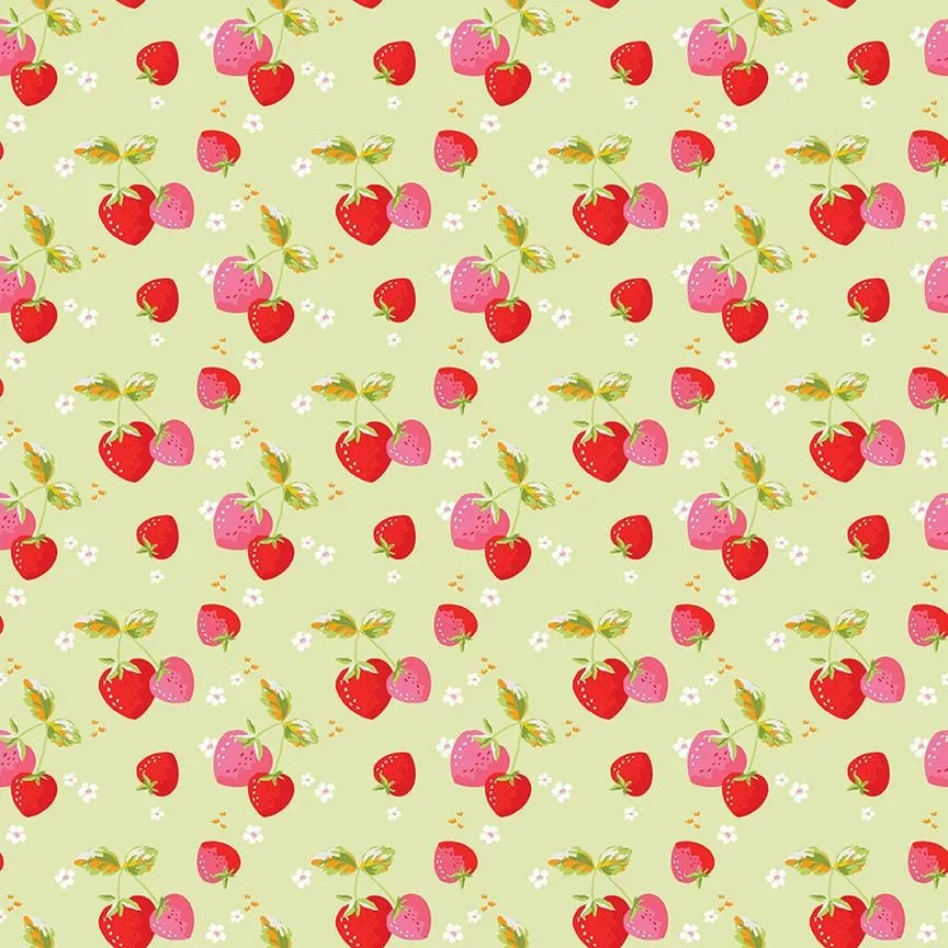 Picnic Florals - Strawberries Green