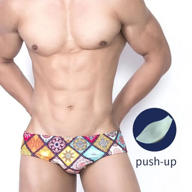 Popular Sexy Men's Print Swim Briefs For Surfing