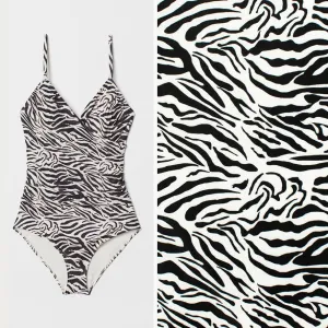 Premium Digital Printed Swimwear Lycra Design-7 Black & White Zebra