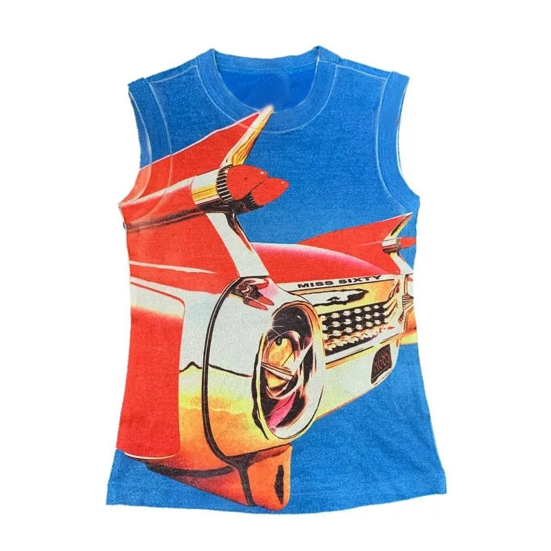 Printed Car Stylish Tank Top