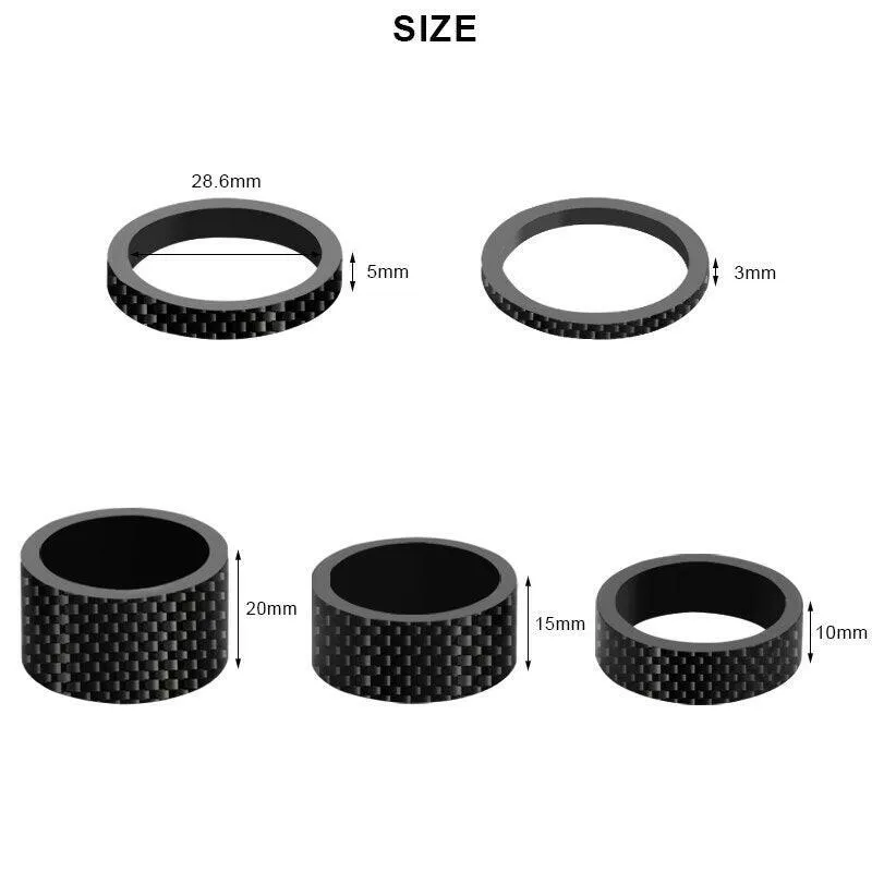 RIDERACE Bicycle Headset Spacer 28.6MM 1-1/8" MTB Bike Front Fork Stem Carbon Fiber Washer Ultra Light Adjustment Accessories