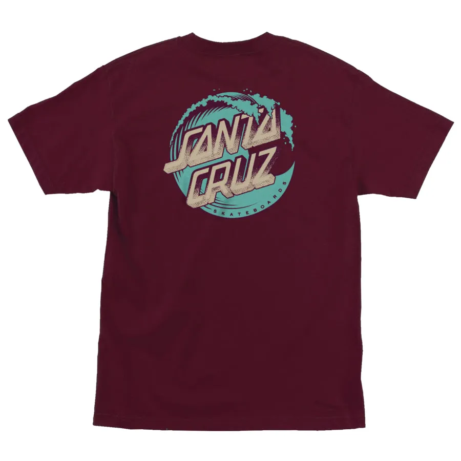 Santa Cruz Stipple Wave Dot Mens S/S Regular T-Shirt, Maroon