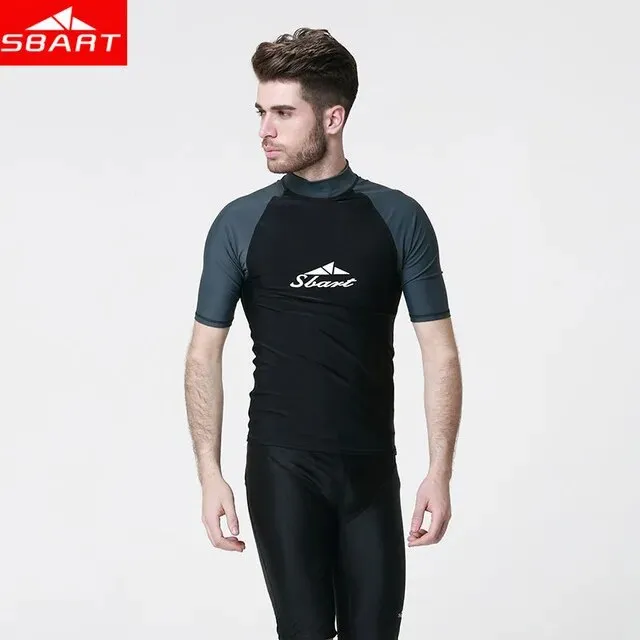 SBART Men lycra Surf Wet Suits Jacket Short Sleeve Anti-UV Quick Dry Surf-clothes Man Swimming Windsurf Diving Wet Suits Shirt