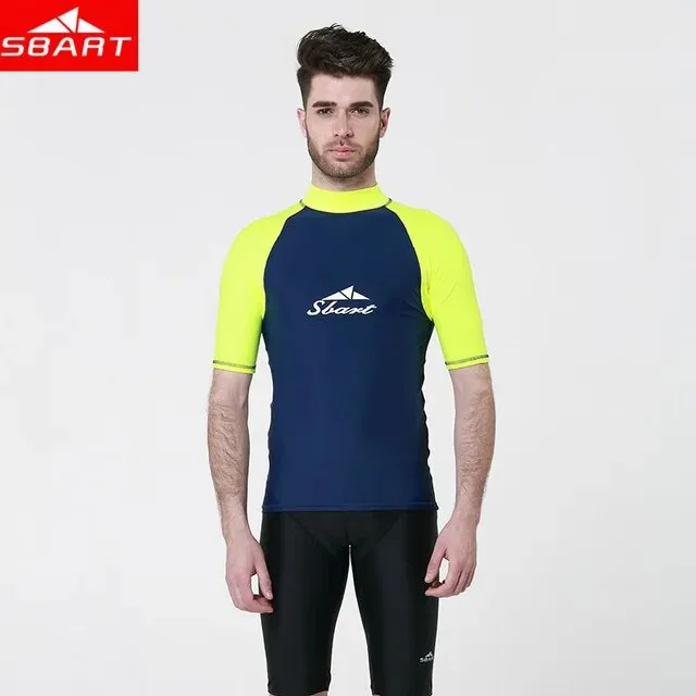 SBART Men lycra Surf Wet Suits Jacket Short Sleeve Anti-UV Quick Dry Surf-clothes Man Swimming Windsurf Diving Wet Suits Shirt