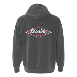 Seaside Surf Shop Mens Vintage Logo Bomber Hooded Pullover - Smoke