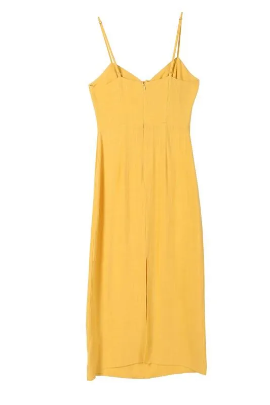 Sleeveless Slip Dress in Yellow or Brick Red