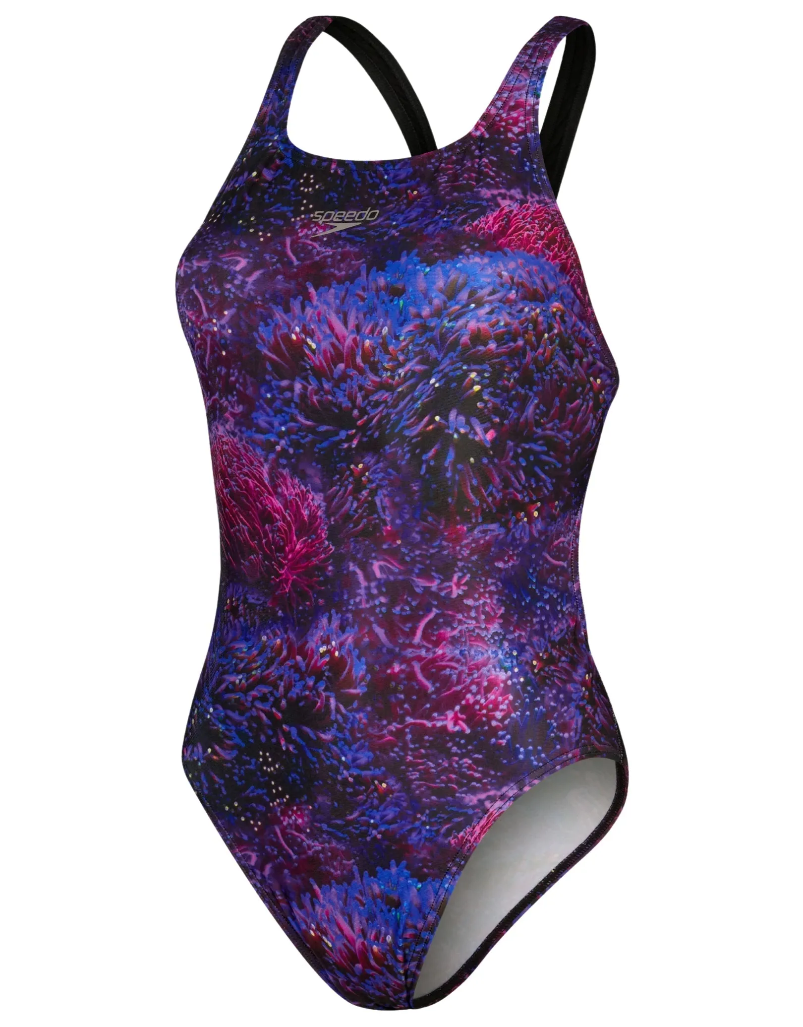 Speedo Allover Digital Leaderback Swimsuit - Purple/Blue