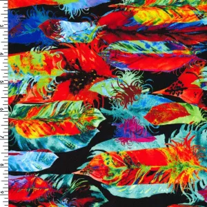 SPT192-1 | feathers, rainbow, tropical, Printed Spandex