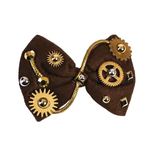 Steampunk Bow Tie - Gothic Cosplay Fancy Dress Accessory Victorian Brown