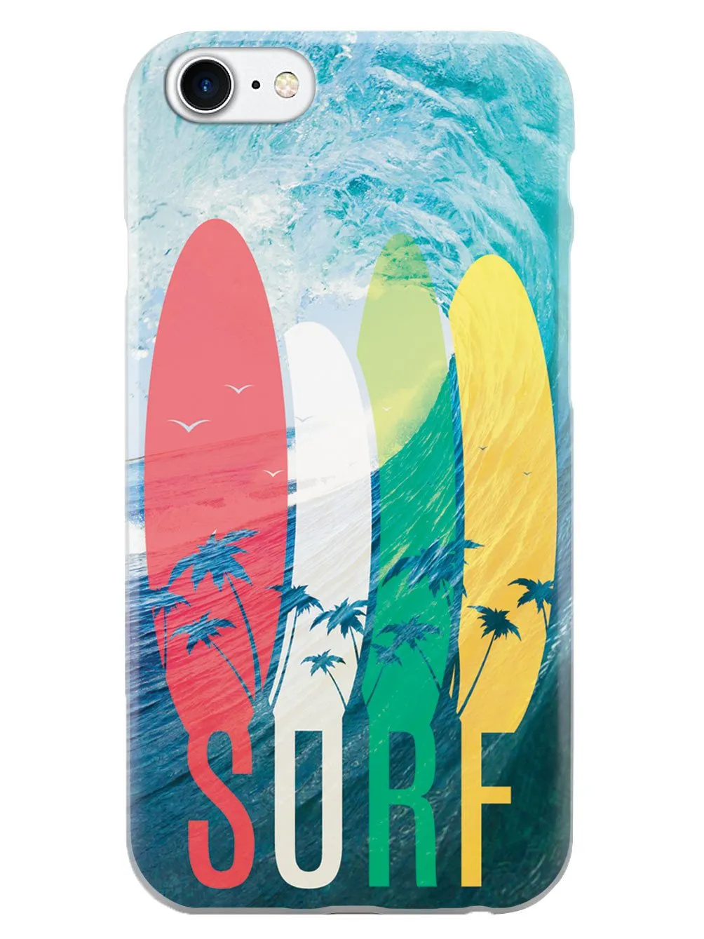 SURF - Tropical Typography - Ocean Wave - White Case