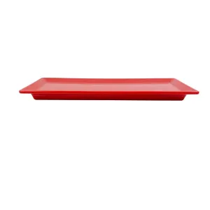 Thunder Group 29115PR Classic Pure Red 15" x 5-1/4" Melamine Rectangular Appetizer Tray, Pack of 12