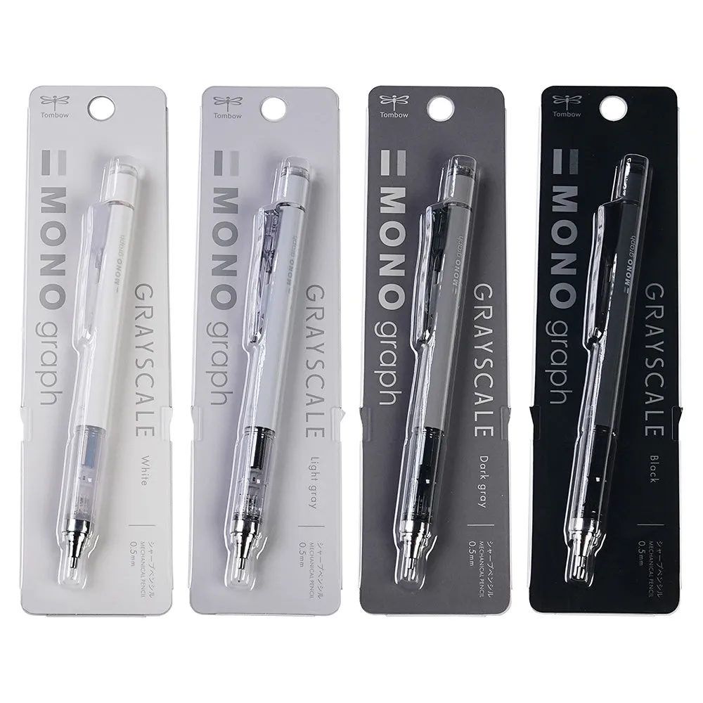 Tombow MONO Limited Edition Gray and Black White Simple Series 0.5mm Mechanical Pencil Eraser HB refill Office Learning Textured Stationery