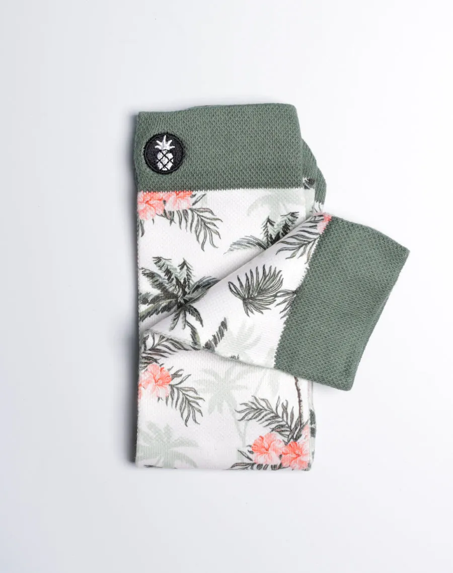 Tropical Palm Oasis Printed Crew Socks