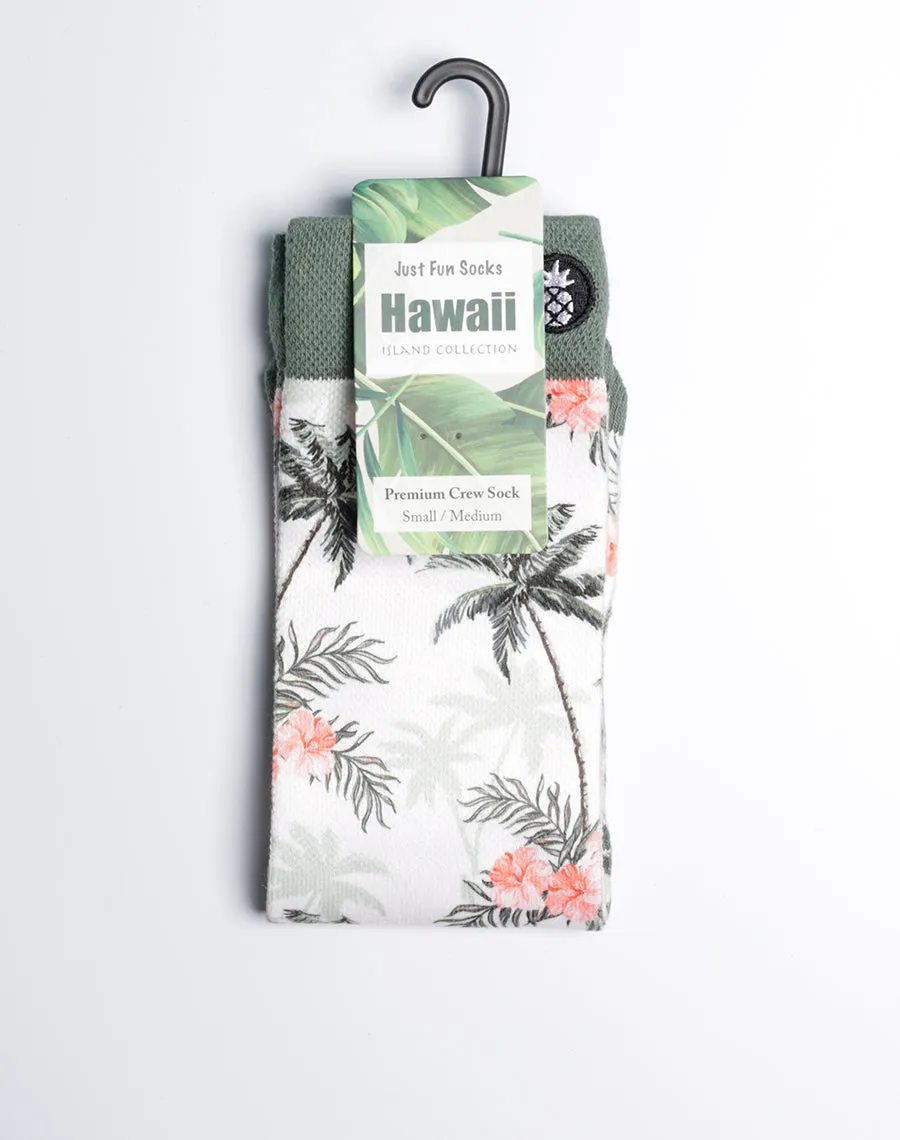 Tropical Palm Oasis Printed Crew Socks