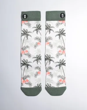 Tropical Palm Oasis Printed Crew Socks