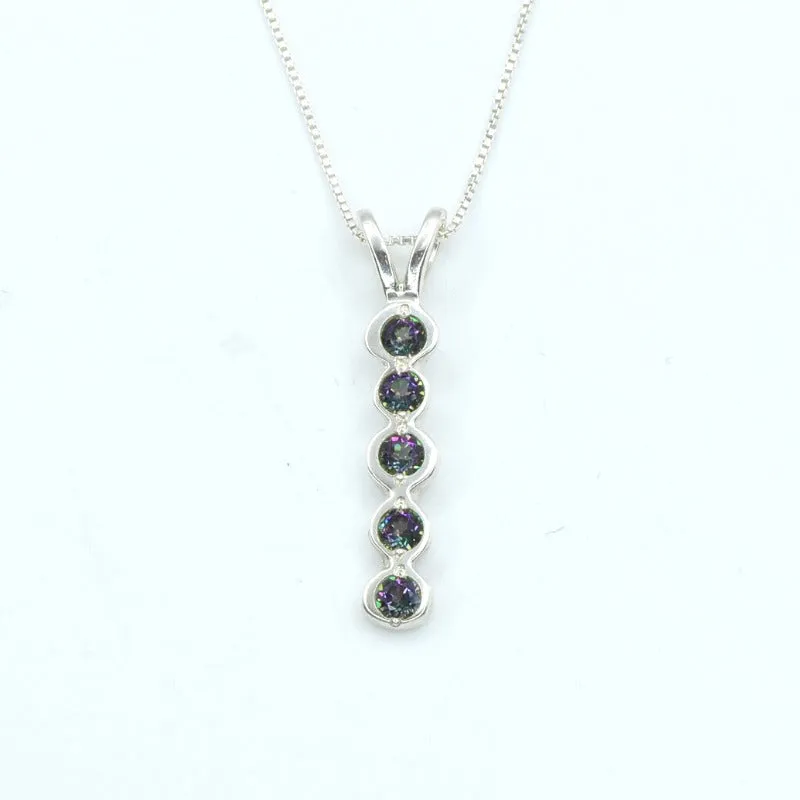 Vertical Topaz Pendant - Mystic Topaz Necklace - Silver Bubble Necklace