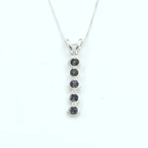 Vertical Topaz Pendant - Mystic Topaz Necklace - Silver Bubble Necklace