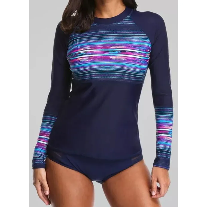 VG Women Long Sleeve Colorful Rash Guard with UV Sun Protection for Water Sports [WS]